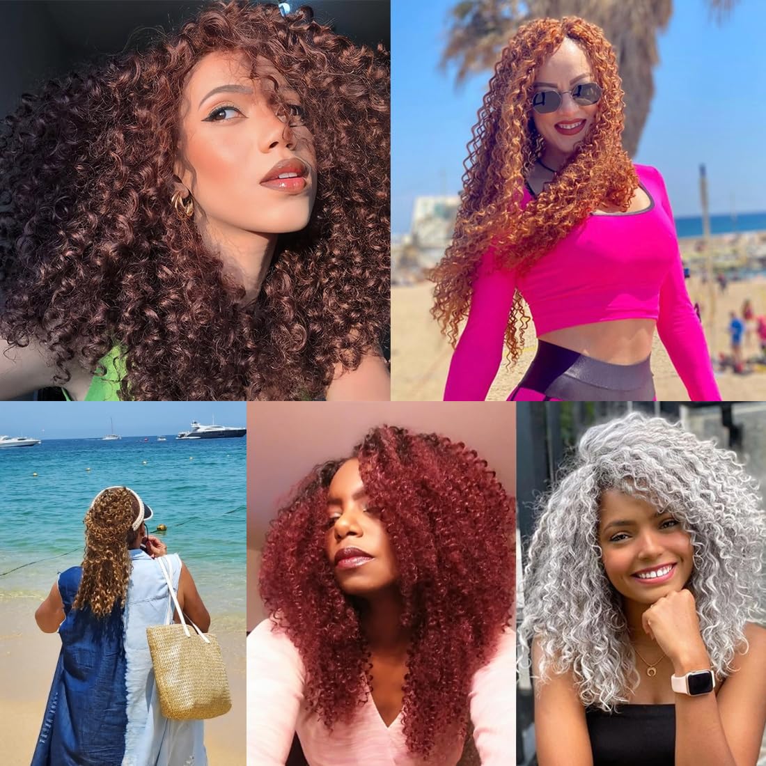Amazon.com : ZHENLISI Afro Kinky Curly Synthetic Bundles 18  display picture 1