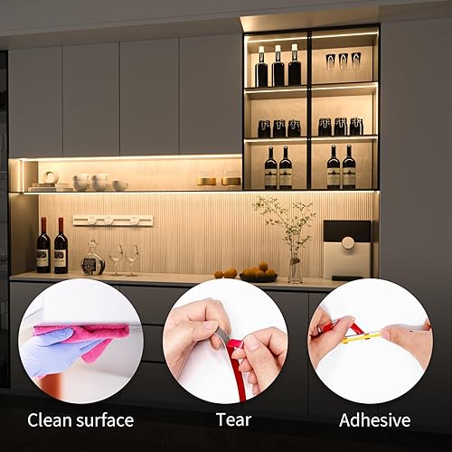 Vista 37 de WOBANE - Tira de luz led con chip integrado y control remoto, 9.8 pies, luz blanca y regulable para cocina, techo, habitación, armario y encimera