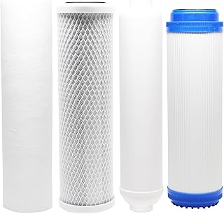 4-Pack Replacement for Filter Kit for Aquasafe Home II RO System - Includes Carbon Block Filter, PP Sediment Filter, GAC Filter & Inline Filter Cartridge - Denali Pure Brand