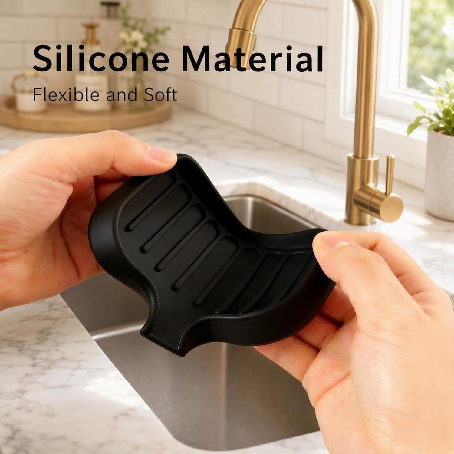 2-Pack Silicone Soap Dish, Sloped Grooves, Self-Draining image 3