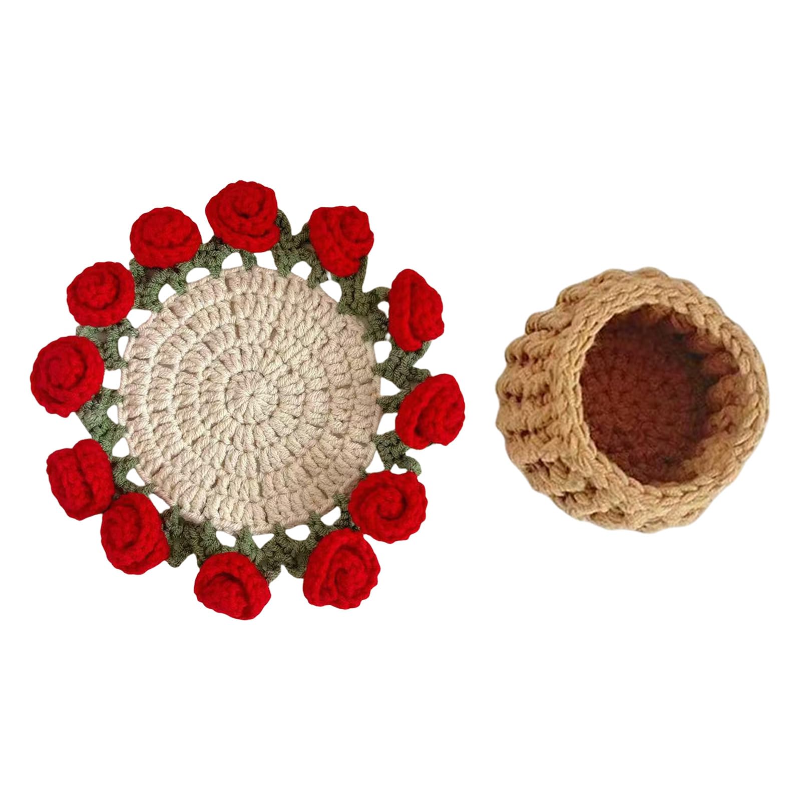 Kalttoy Red Rose Rose Bouquet Coasters Crochet Starter Kits Flower Coasters Crochet Kits Creative Adult Flower