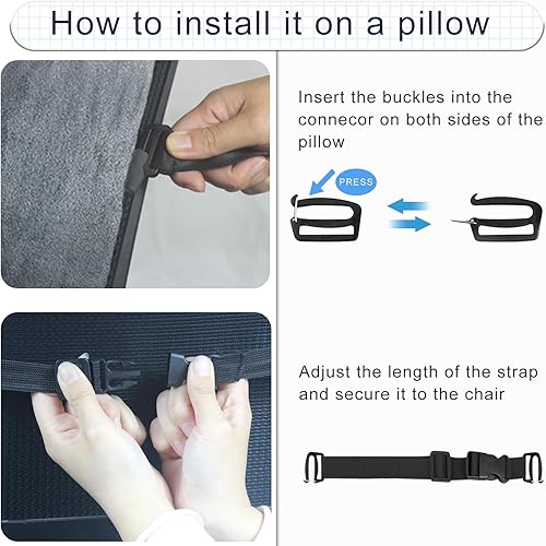 Miniatura 5 de GIVANLEE Almohada de apoyo lumbar para silla de oficina, computadora o silla de escritorio, almohada de respaldo completo para soporte de espalda,