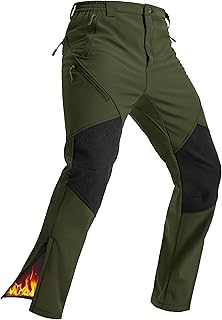 Men's Snow Ski Pants Winter Hiking Waterproof Fleece Lined Insulated Snowboard Softshell Pant Zipper Bottom Leg