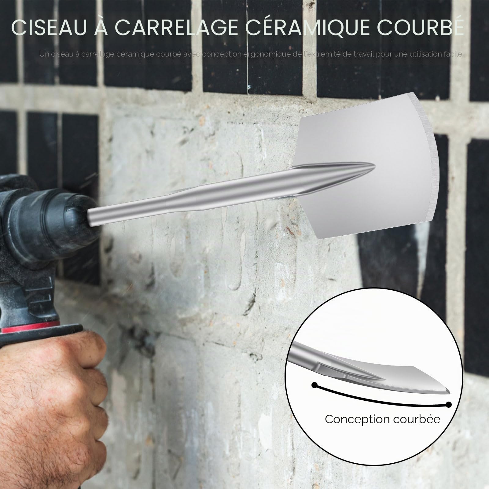 SDS Max Pelle à boue, 450 x 110 mm, emmanchement SDS Max, pour perceuse, marteau perforateur, burin, mallette en plastique, peut être utilisée pour soulever du gravier, du sol gelé et de