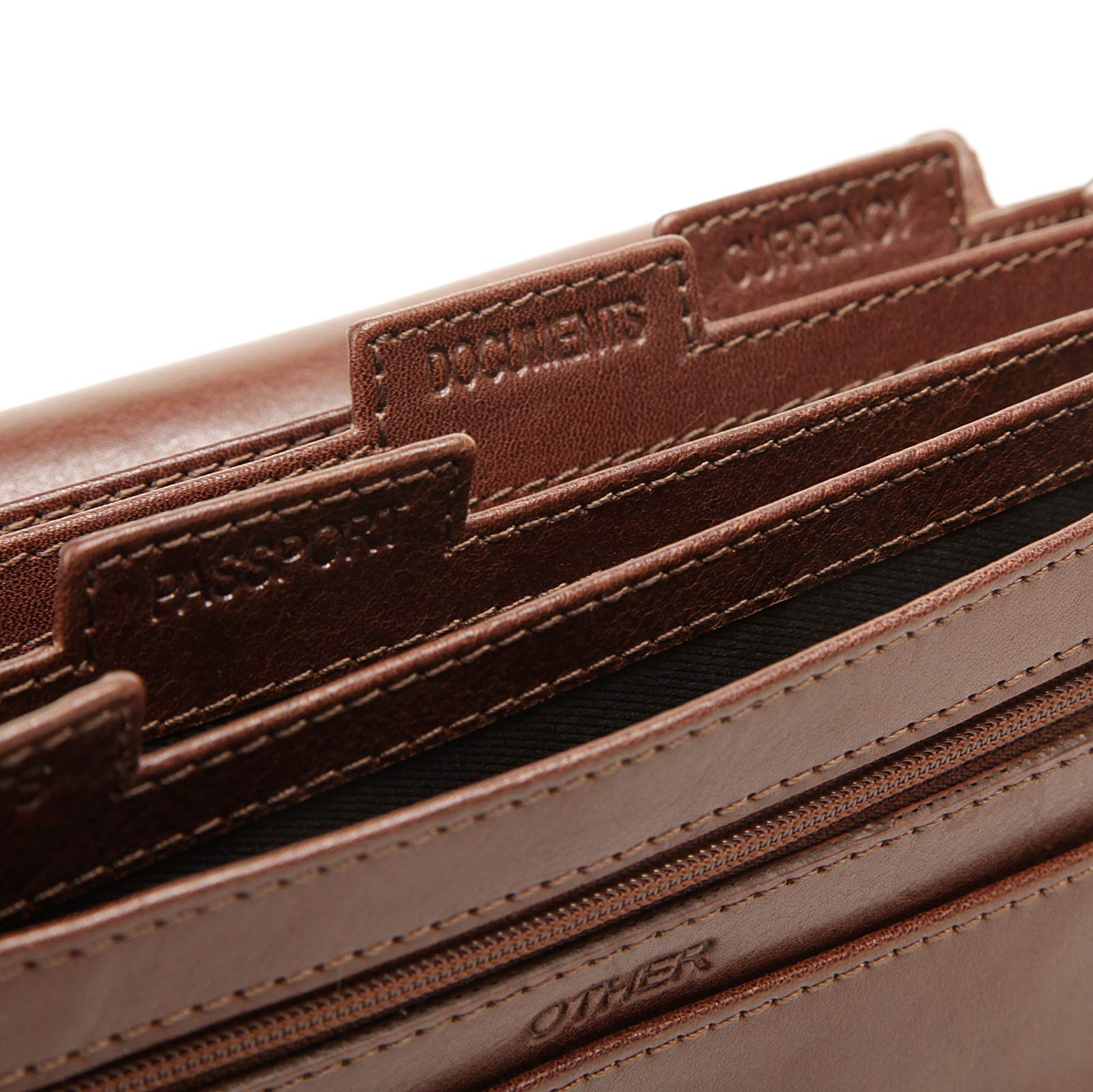 X-ZONE Tickettasche Echt Leder Herren, Damen | Travel Organizer mit Reisepassfach | Dokumententasche für Reiseunterlagen | Boarding Pass Etui mit Kartenfächern cognac | 020075