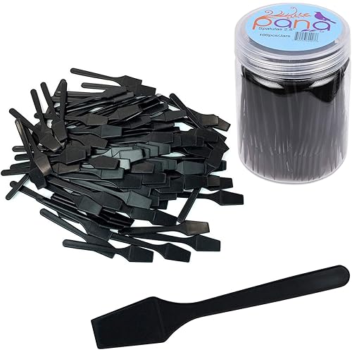 100 Pieces Cosmetic MakeUp Disposable Plastic 2.5" Spatulas For Skin Care Facial Cream Mask Spatula (BLACK)