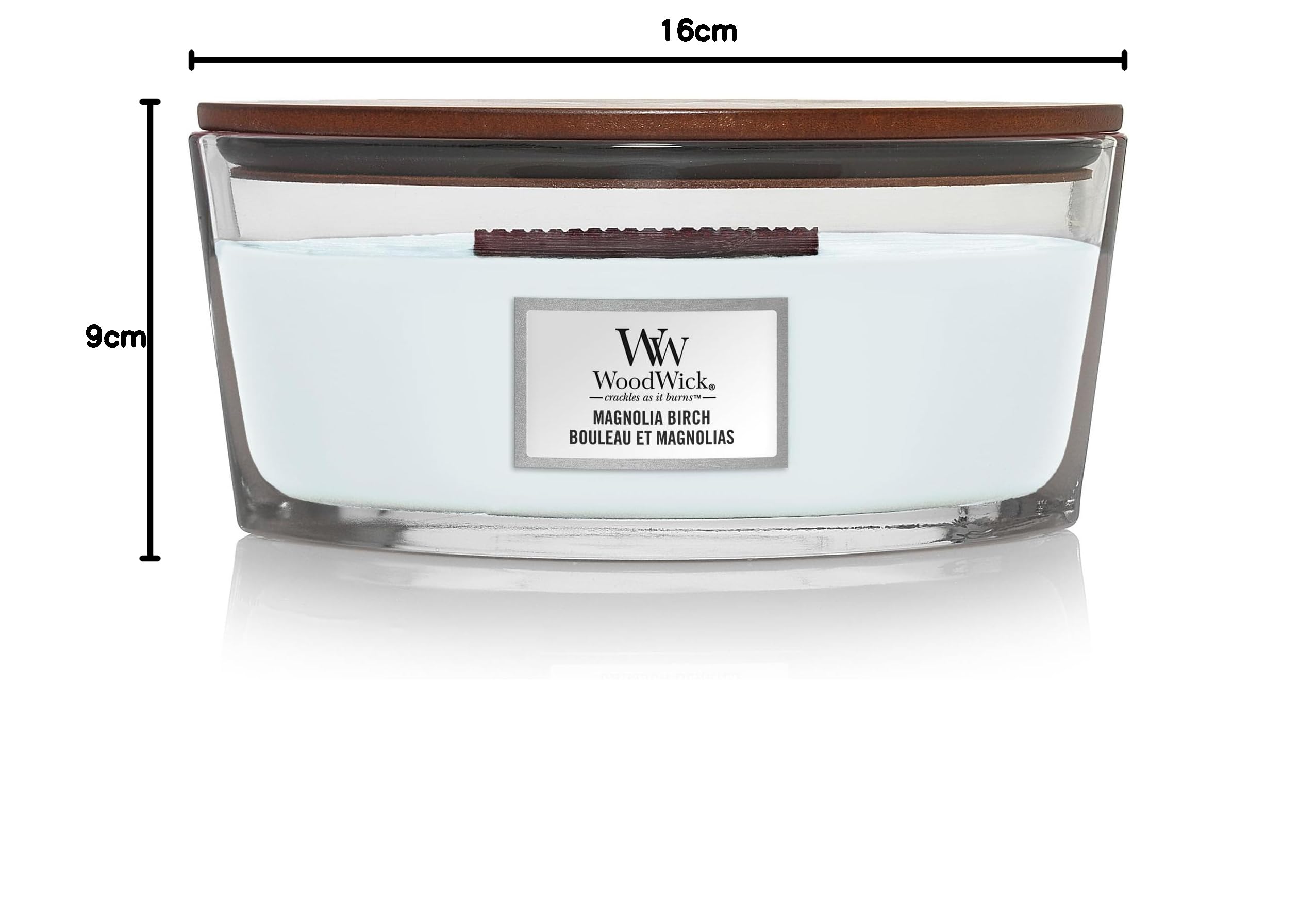 Vela aromática Woodwick Magnolia Birch Ellipse 453,6 g