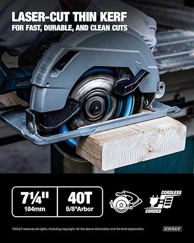 Miniatura 2 de Hoja de sierra circular de corte de madera de 7-14 pulgadas, 40 dientes, eje de 58 pulgadas, punta de carburo, corte fino, revestimiento de hielo