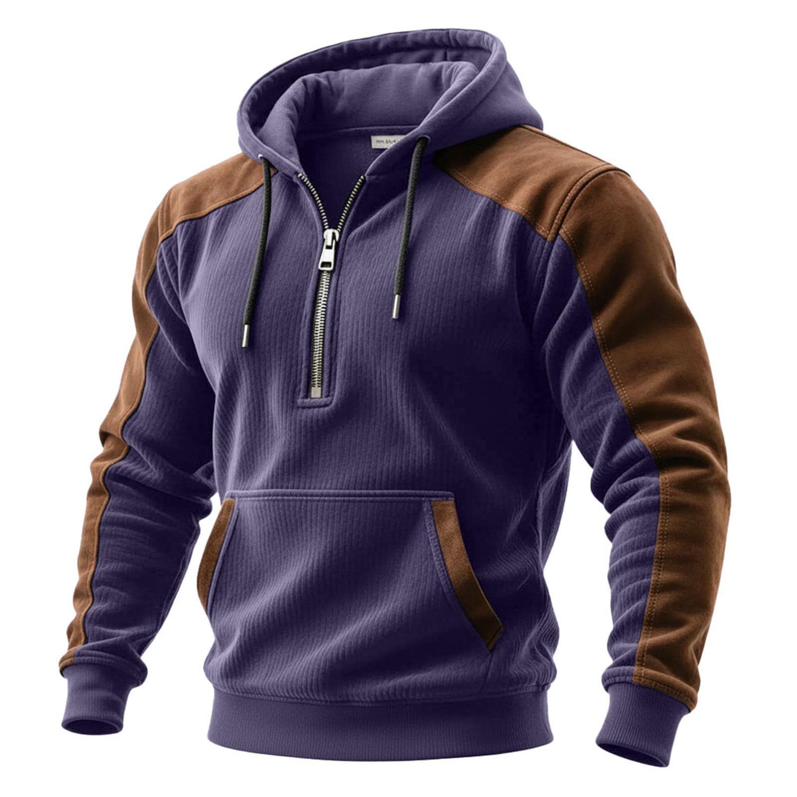 Generisch Sudadera para hombre, sudadera otoñal con cremallera de cuartos y estampado estilo motorista urbano, sin capucha, camiseta informal