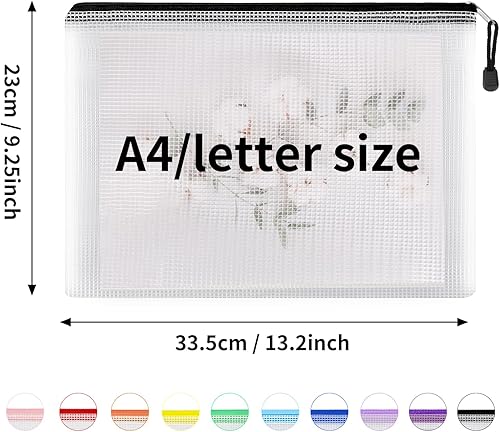 Miniatura 9 de EOOUT 16 bolsas de malla con cremallera bolsas con cremallera para organizar bolsas impermeables con cremallera tamaño carta tamaño A4 para