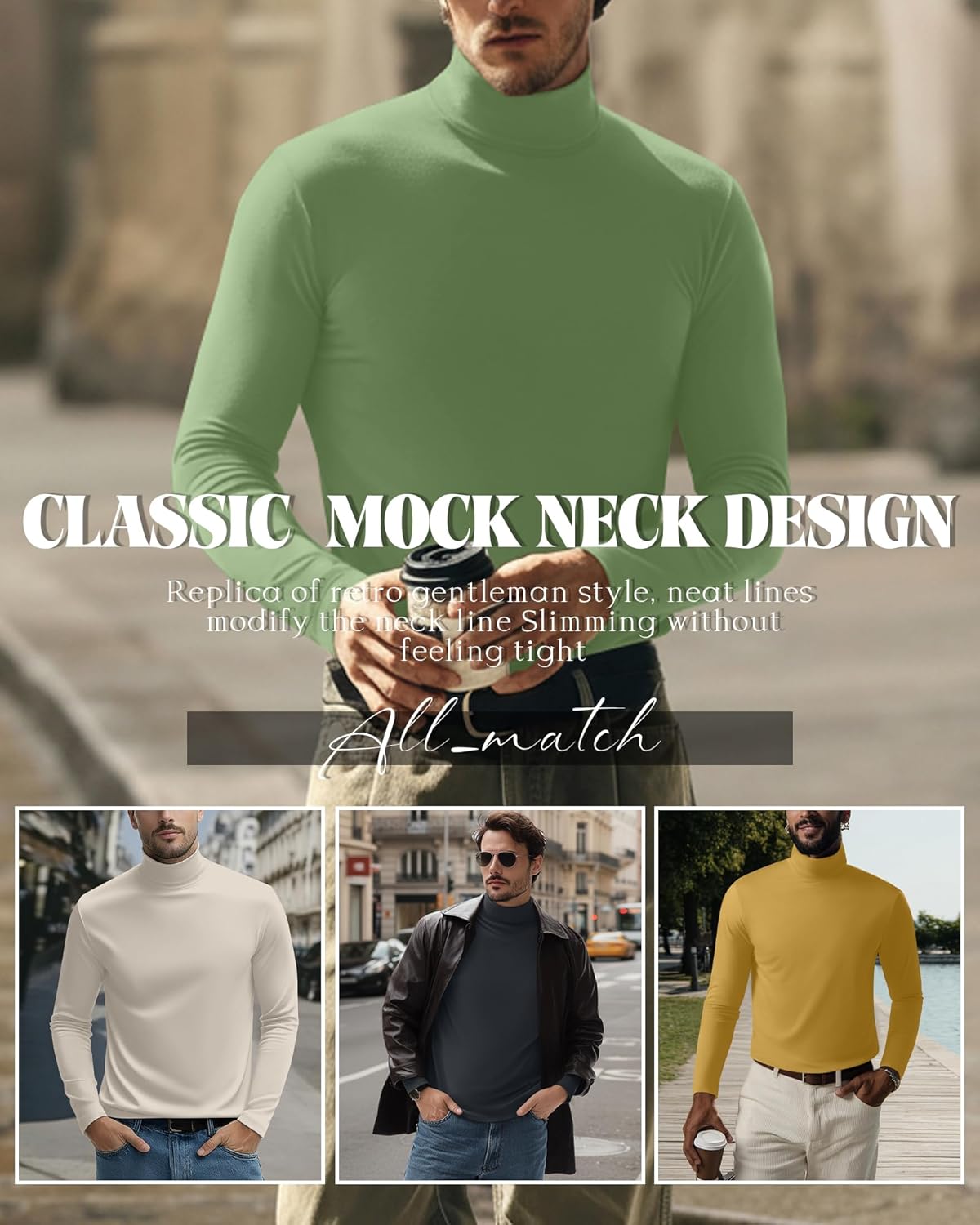 6 Pack Mens Big and Tall Turtleneck Shirts Long Sleeve Loose Fit Tops Basic Pullover Multipack Tees - Image 5