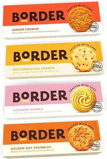 Border Biscuits Variety Pack 4 Pack   Butterscotch Crunch, Golden Oat Crumbles, Viennese Whirls & Ginger Crunch Perfect for sharing, gifting, or enjoying on your own
