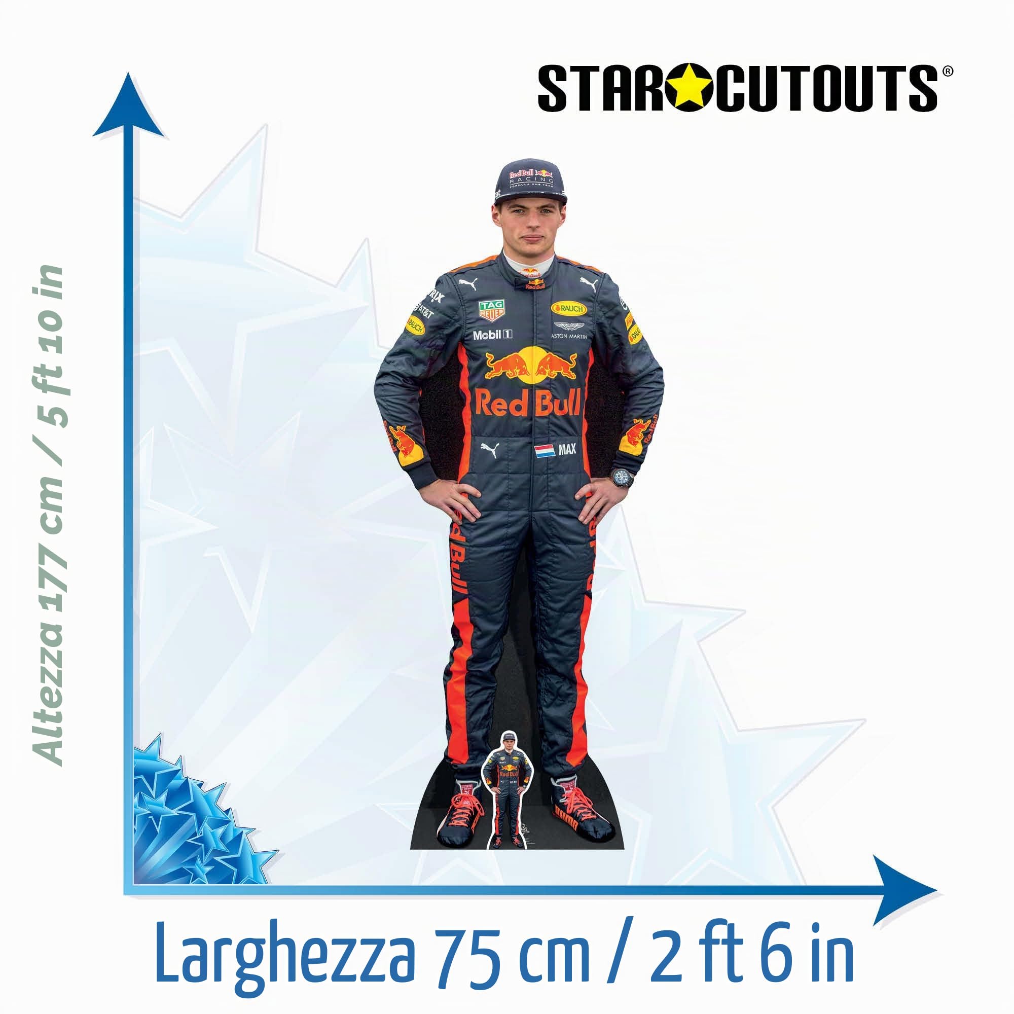 Star Cutouts Ltd CS667 Max Verstappen, Cartone, Multicolore, 177 x 74 x 177 cm