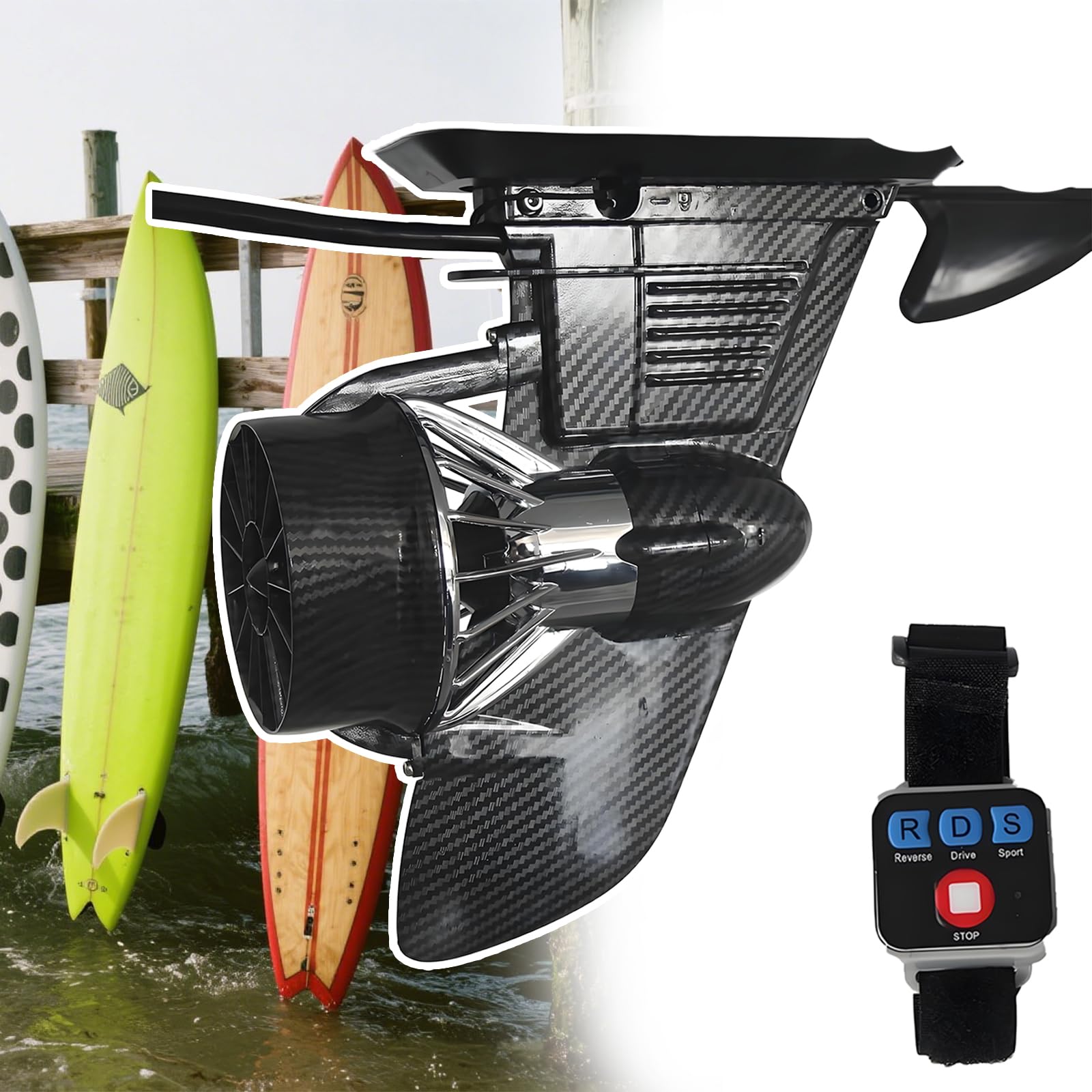 forplubossmmp All-In-One Sup Motor Fin, Underwater Propulsion Pack, 20km Cruising Range, Ip57 Submersible Battery, 3 Speed Modes, 24v Thruster Electric Surfboard Fins Propeller Speed