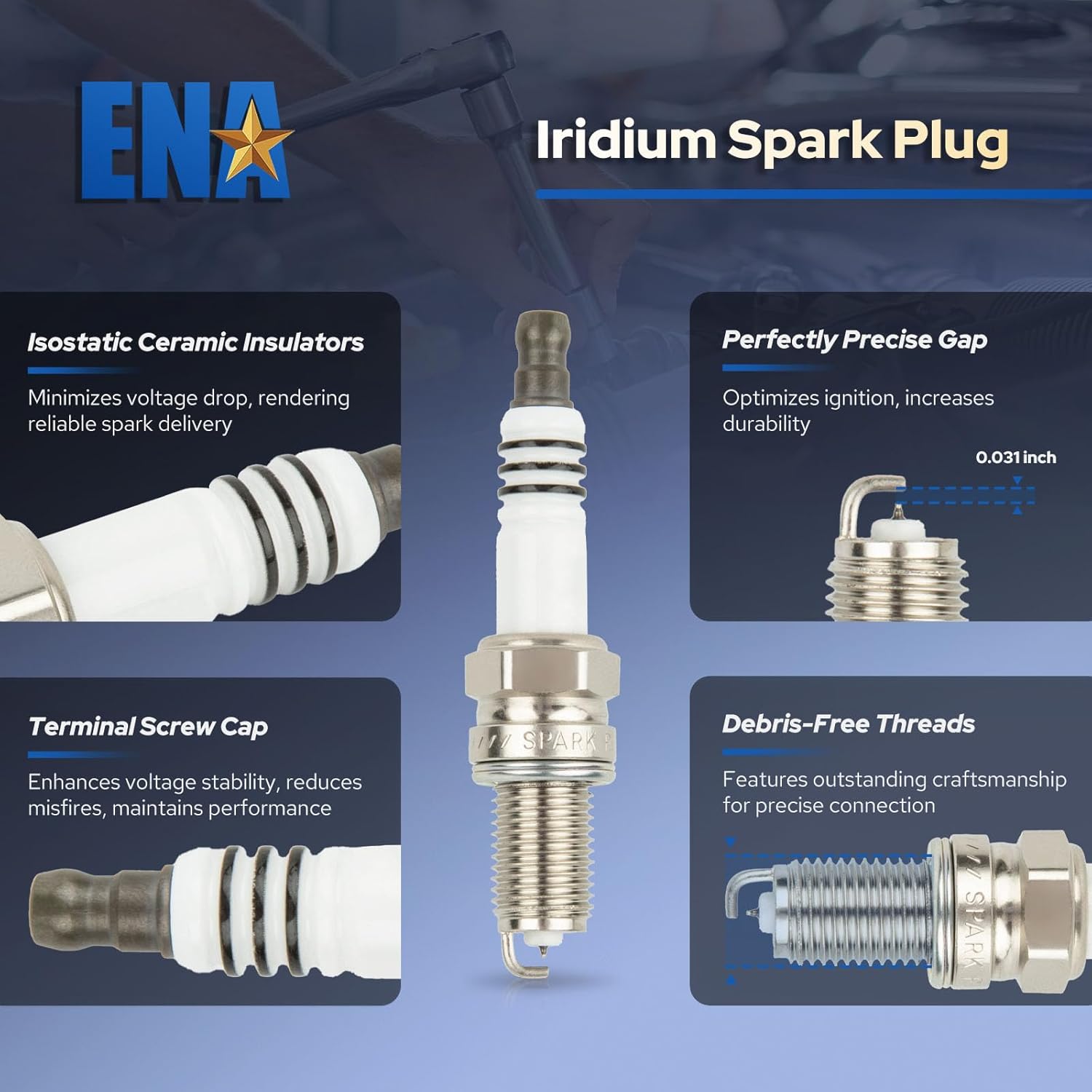 ENA Set of 6 Ignition Coil Pack with 6 Iridium Spark Plug Compatible with Audi Porsche Volkswagen A3 TT Cayenne Eos R32 Touareg Quattro V6 3.2L 2004 2005 2006 2007-2009 for UF531 UF556 5308