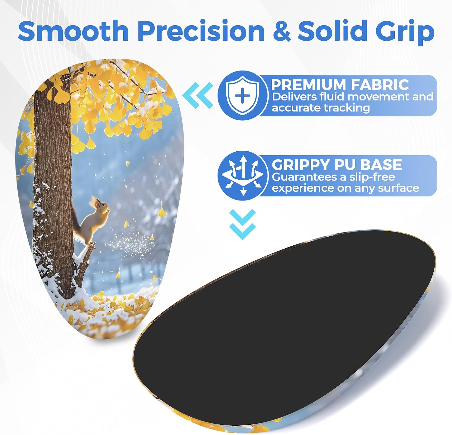 Ergonomic Mouse Pad with Wrist Support, Memory Foam Wrist Rest for Pain Relief & Carpal Tunnel, Non-Slip Base for Office, Computer, PC, Laptop (12x8x1.2inch, Cute Squirrel)
