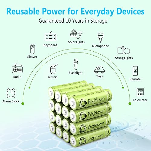 Vista 11 de Brightown Baterías AAA recargables, baterías solares triple A precargadas NiMH de 600 mAh para luces solares y dispositivos domésticos