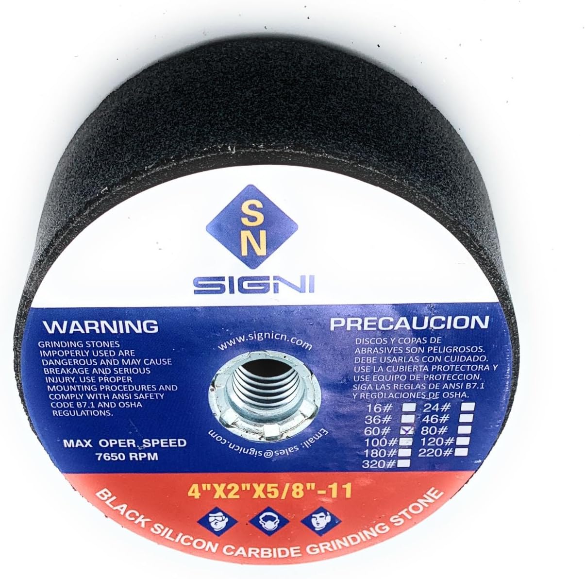 SIGNI 4 inch Silicon Carbide Grinding Stone with 5/8 Arbor for Grinding Masonry (120 Grit)