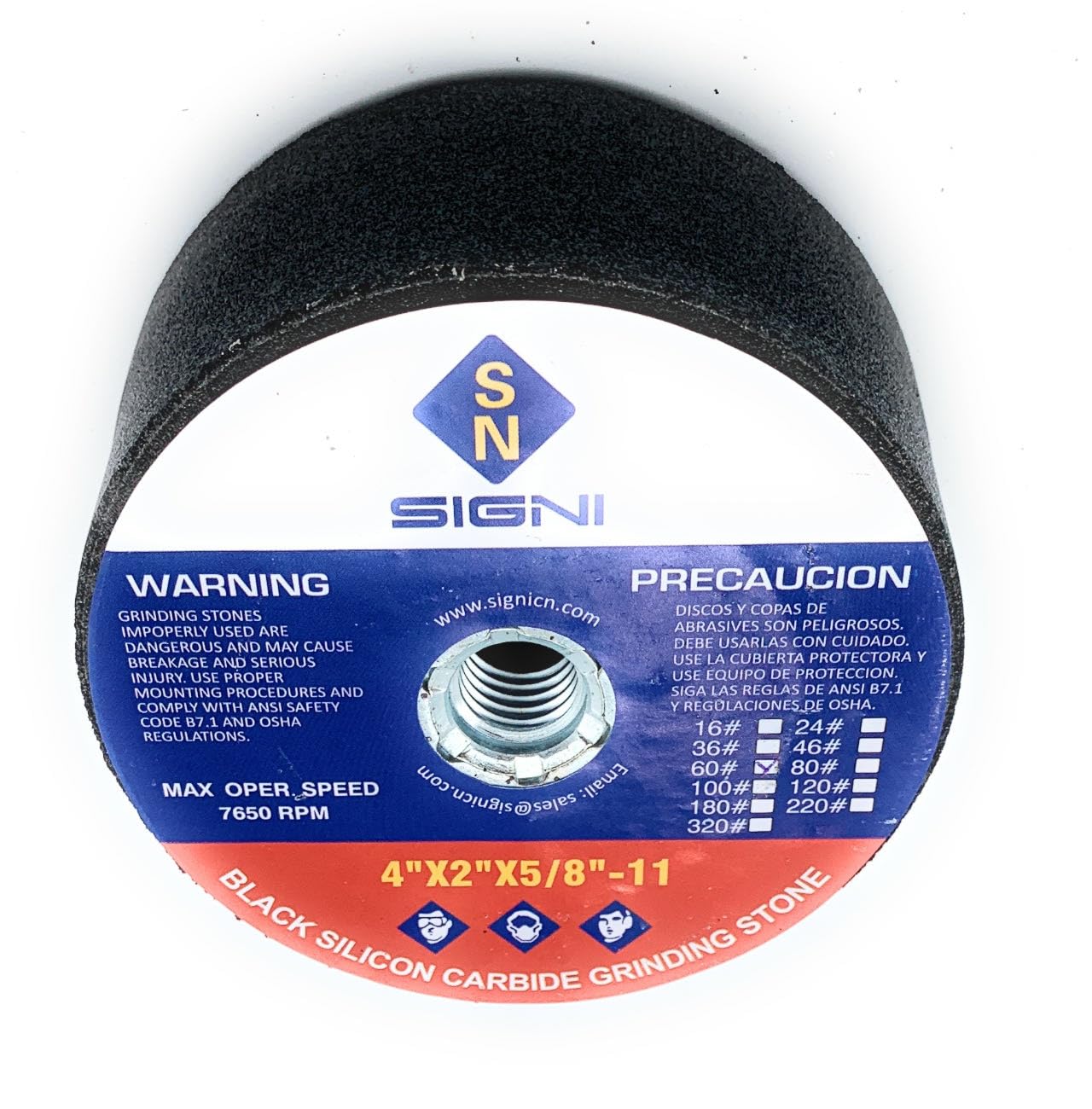 SIGNI 4 inch Silicon Carbide Grinding Stone with 5/8 Arbor for Grinding Masonry (60 Grit)