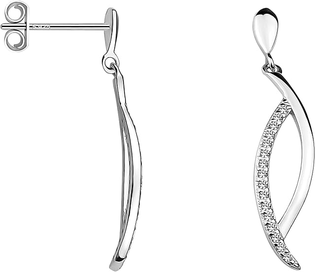 SOFIA MILANI - Women's Earrings 925 Silver - with Zirconia Stones - Wave Spiral Earrings - 20643
