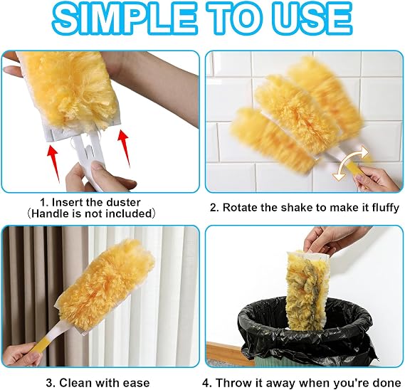 20 Pack Heavy Duty Duster Refills for Swiffer, Multi-Surface 360 Disposable Dusters Kit for Cleaning Dusting Electronics Furniture Blind Ceiling Fan (Handle is Not Included)