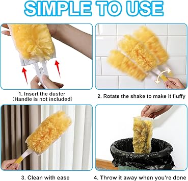 20 Pack Heavy Duty Duster Refills for Swiffer, Multi-Surface 360 Disposable Dusters Kit for Cleaning Dusting Electronics Furniture Blind Ceiling Fan (Handle is Not Included)