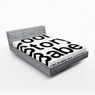 Ambesonne Saying Fitted Sheet, Cool Story Babe Now Go Make Me a Sandwich Fun Phrase Sarcastic Slang Image Print, Bed Cover with All-Round Elastic Deep Pocket for Comfort, California King, White Black
