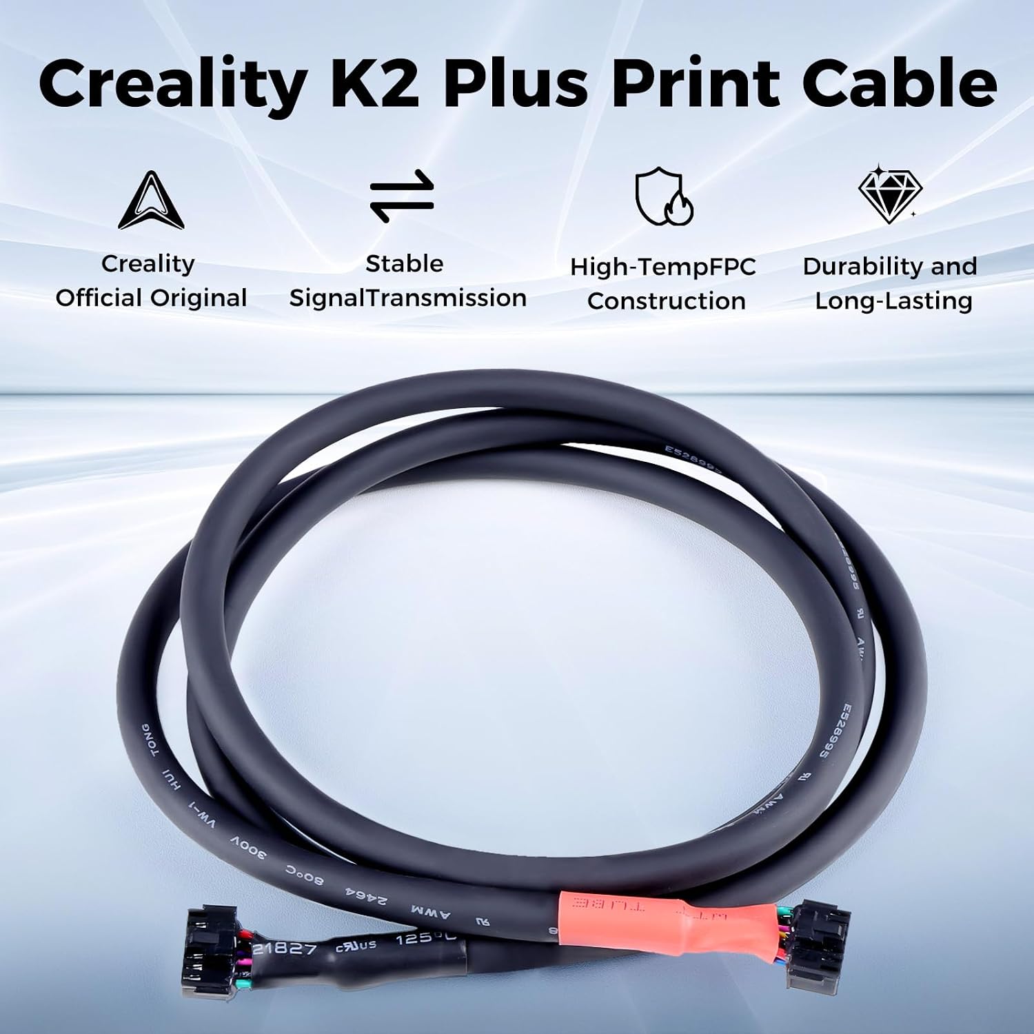 Creality Official K2 Plus Print Head Cable, Original Hotend Mainboard Connector Wire, 1250mm FPC Flat Flexible Cable Replacement for Extruder, Nozzle Adapter Cable for Creality K2 Plus 3D Printer