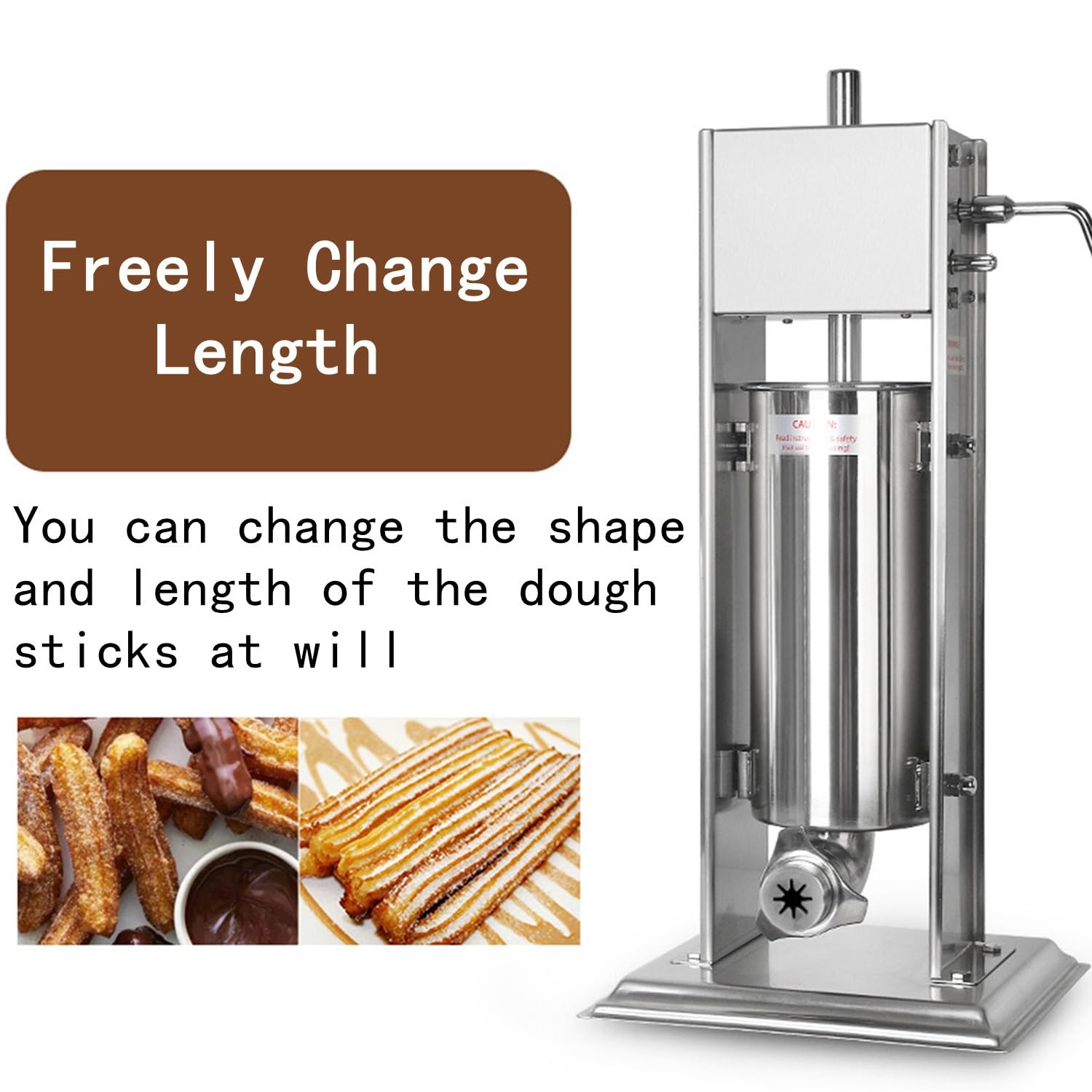 Máquina Manual para Hacer Churros y embutir Salchichas, con 4 boquillas, de Acero Inoxidable, para Hacer donas de Postre, Ideal para Uso doméstico y Comercial (5 l)