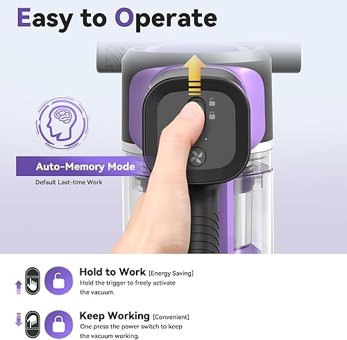 Miniatura 5 de DEVOAC Aspiradora inalámbrica para el hogar, aspiradora ligera de 45 Kpa con potente succión, batería recargable de hasta 50 minutos, aspiradoras de