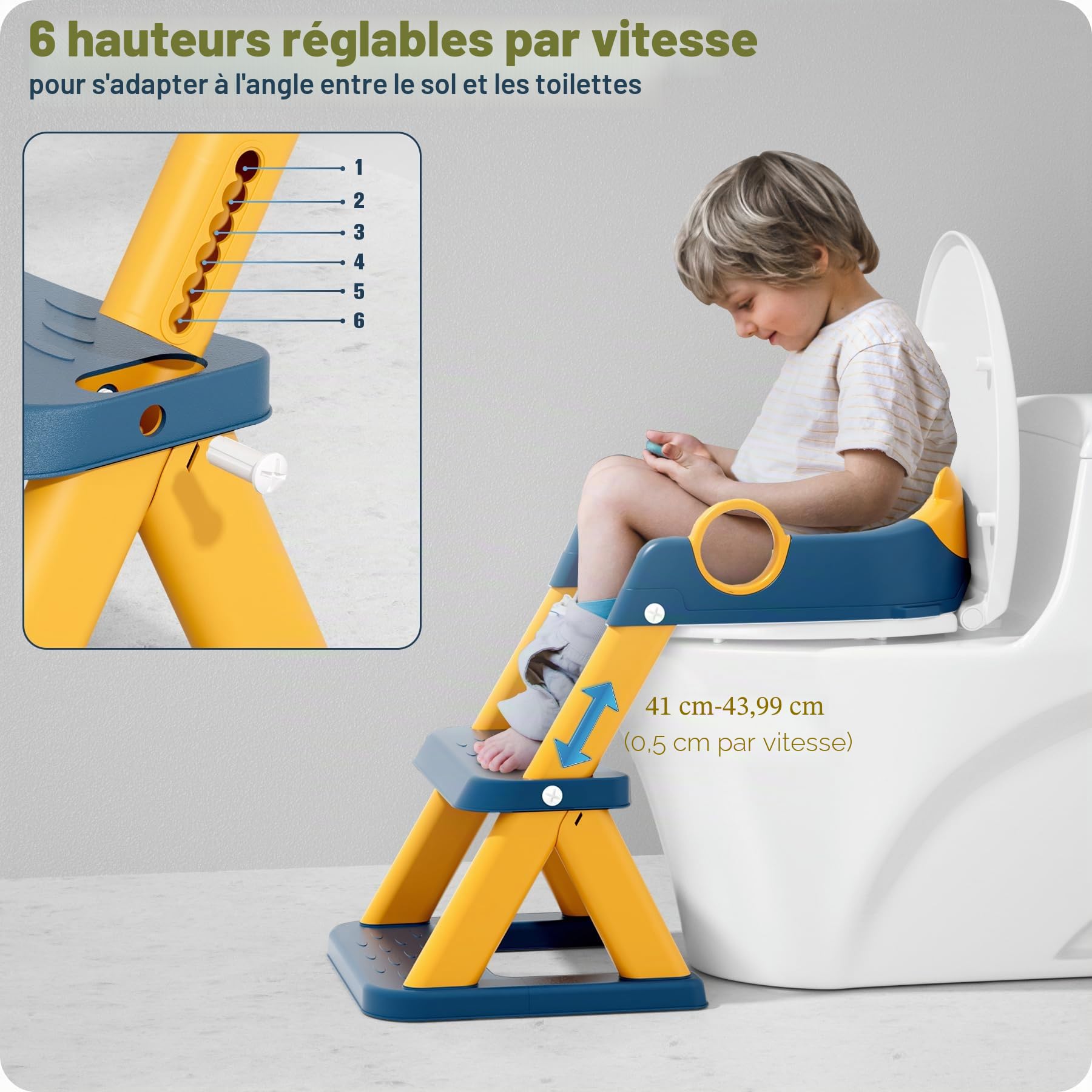 Reducteur Toilette Enfant, Siège de Toilette pour Enfants Garçons et Filles, 2 en 1 Rehausseur Filles Garçons, Coussin Non-éclaboussures et Antidérapant, Tabouret d'escalier