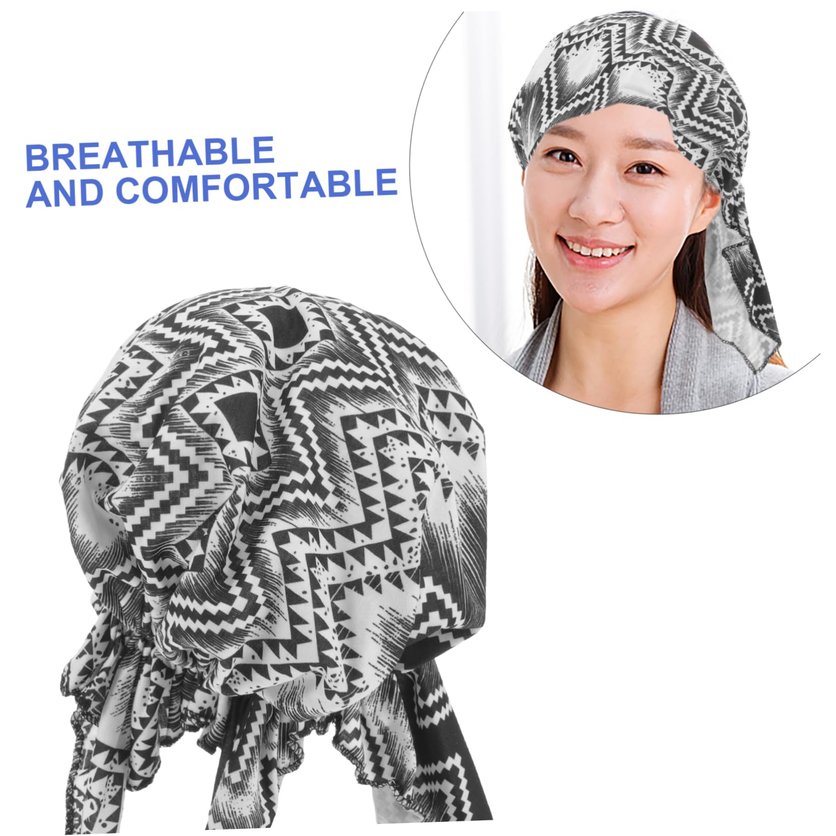 6piezas Turbante Unisex De Algodón Para Quimioterapia De Gorro Diseño Floral Geométrico y Para Uso Casa y Actividades Diarias y Reutilizable
