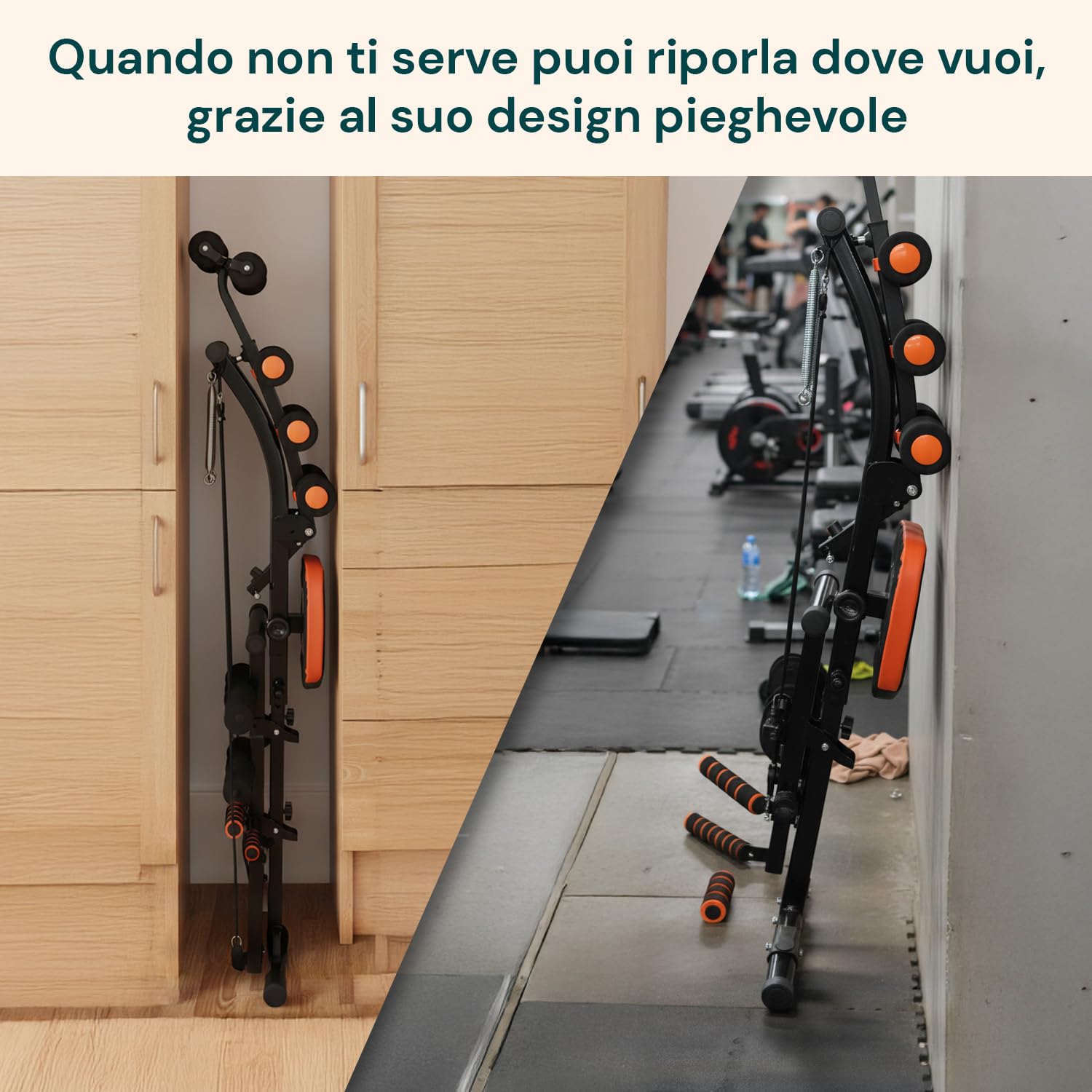 Wintem – Palestra in Casa Panca Multifunzionale 22 in 1 per Allenamento Completo a Casa con Schienale Inclinabile, Sedile Girevole, Estensori Elastici e Struttura Pieghevole Salvaspazio