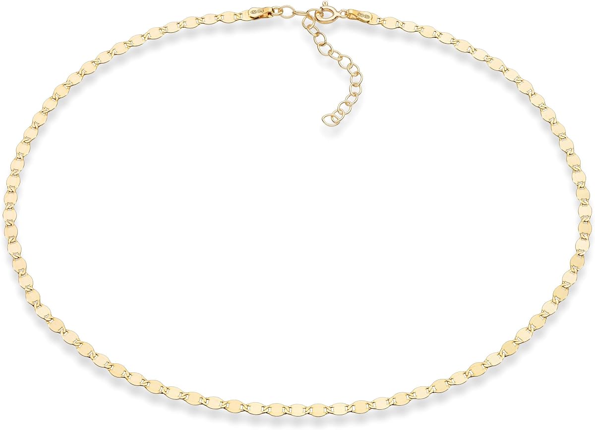 Italian 925 Sterling Silver Choker Necklace for Women Chain | 18K Gold Plated Option, Figaro, Beaded Singapore, Cuban Link Chain, Sparkle