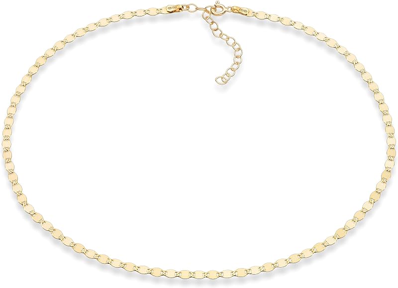 Italian 925 Sterling Silver Choker Necklace for Women Chain | 18K Gold Plated Option, Figaro, Beaded Singapore, Cuban Link Chain, Sparkle