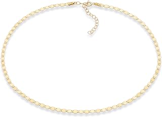 18K Gold Over 925 Sterling Silver Figaro, Beaded Singapore, Sparkle, Cuban Link Chain, Adjustable Sterling Silver Choker Necklace for Women Made in Italy