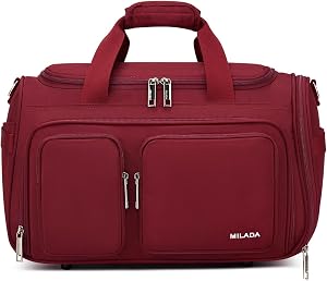 MILADA Underseat Carry On Luggage Bags for Travel Lightweight Foldable Carry On Bags for Airplanes Small Duffle Bag for Men Women TSA Approved Underseat Bag Travel Tote Bags, Burgundy