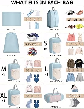 Compression Packing Cubes, 8pcs Travel Organisers