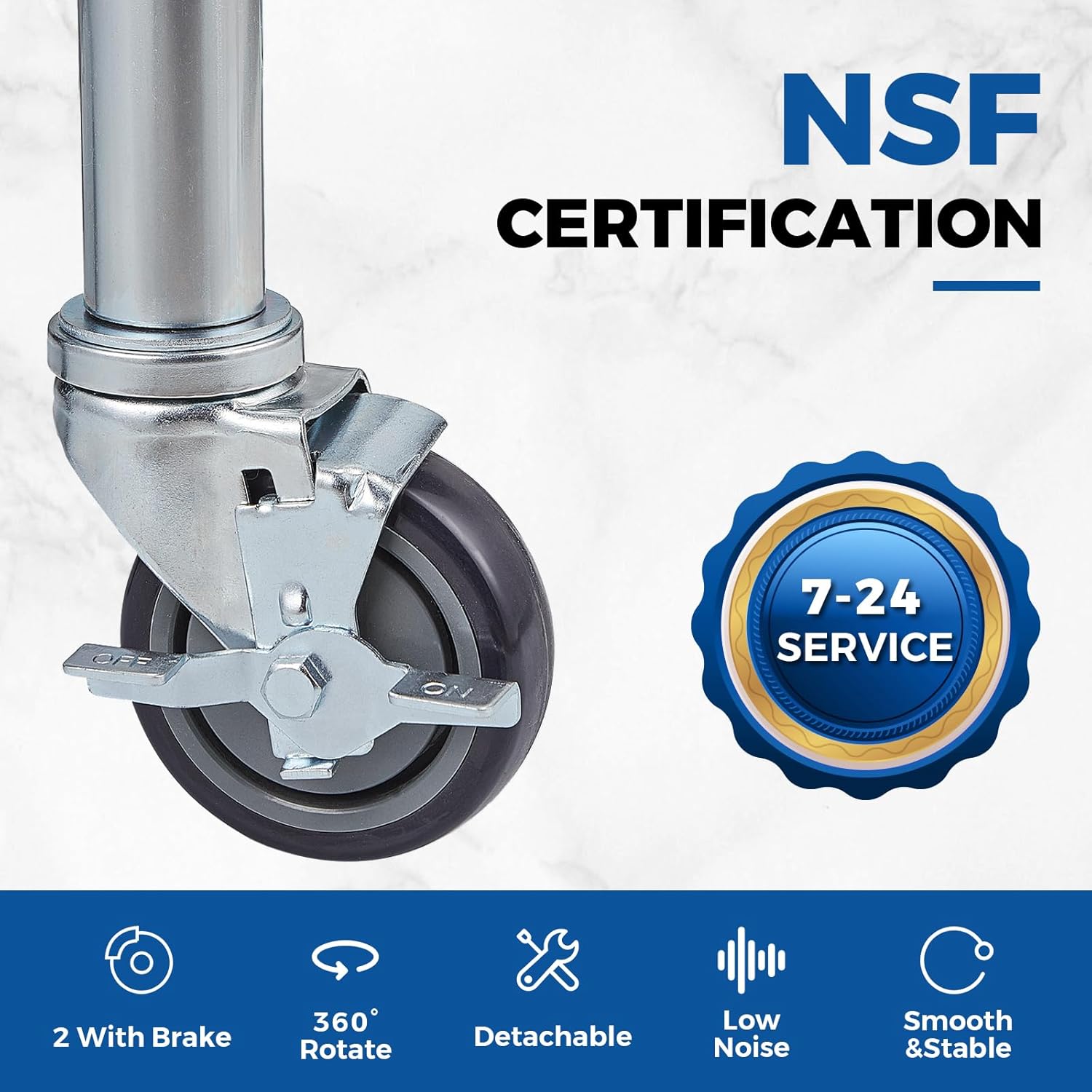 Profeeshaw Stainless Steel Table with Wheels, 24x36 Inch - NSF Commercial Kitchen Prep & Work Table with Undershelf and Galvanized Legs for Restaurant, Bar, Utility Room and Garage - Heavy Duty