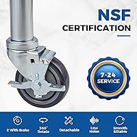 Vista 6 de Profeeshaw Mesa de Acero Inoxidable con Ruedas, 24 x 36 Pulgadas - Mesa de Preparación y Trabajo de Cocina Comercial NSF con Estante Inferior