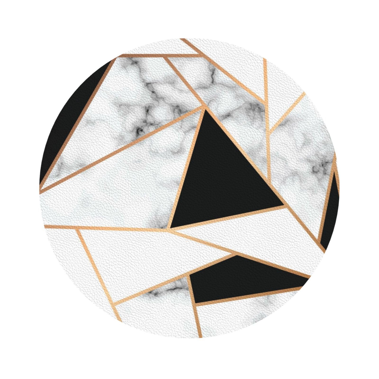 Black and White Marble Texture PU Leather Coasters Set of 6 Round Drink Coasters