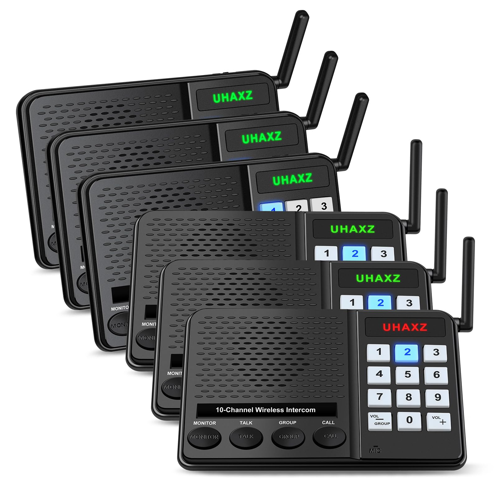 Photo 1 of UHAXZ Intercoms Wireless for Home, Long Range Wireless Intercom System with Clear Sound, 3 Privacy Codes & 10 Keypad Channels, Room to Room Intercom Group Call for Business & Elderly (6 Packs)