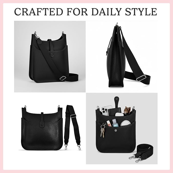 Vegan Leather Shoulder Bag for Women - Stylish Lightweight Crossbody Bag with Microfiber Lining