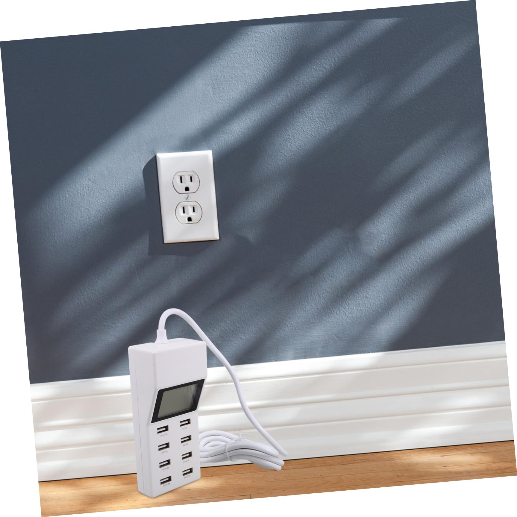 Artibetter Stazione di Ricarica USB a 8 Porte con Display Lcd, Tecnologia Smart Ic, Compatibile con Smartphone, per Ufficio e Viaggi, Materiale Abs e PC Bianco