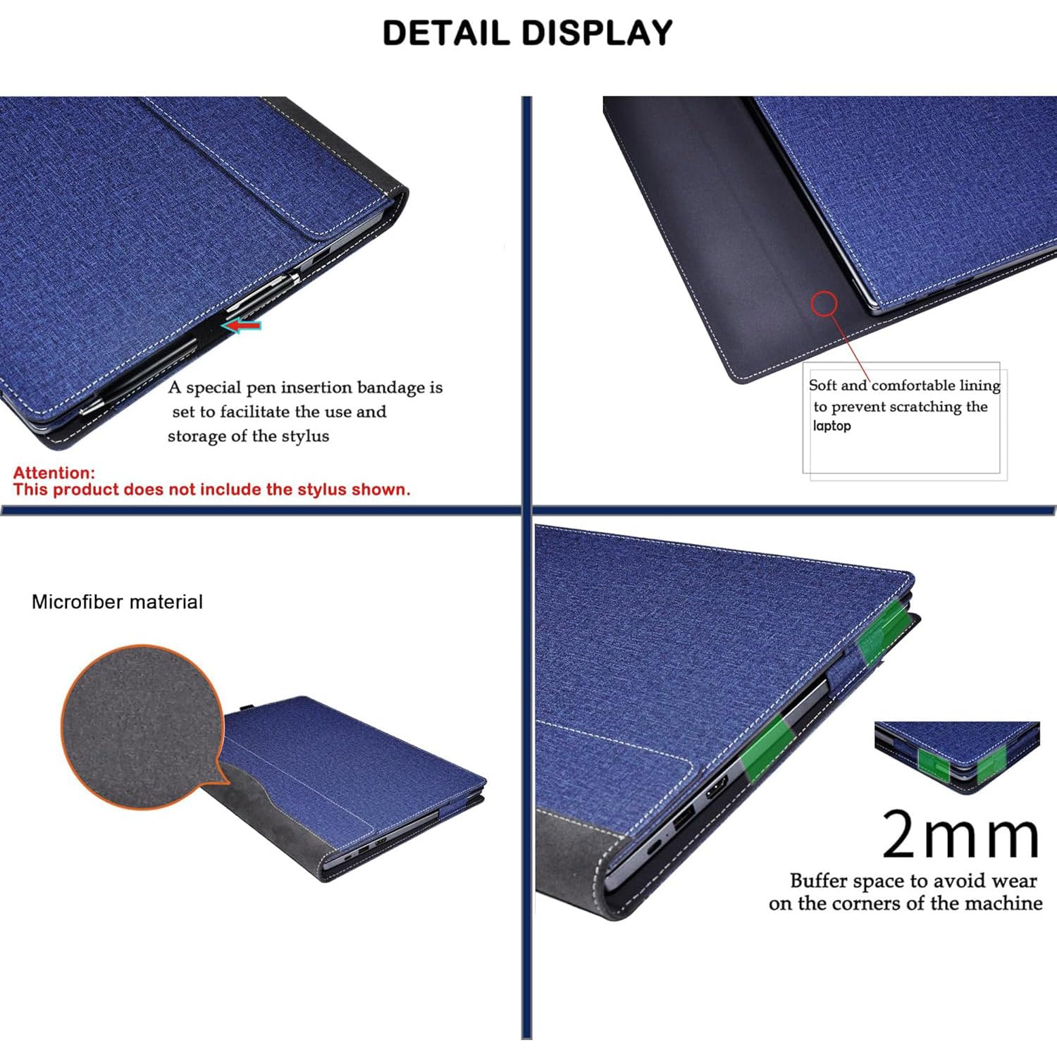 Custodia per computer portatile Lenovo Yoga Slim 7 14IMH9 e per Slim 7i Gen9 da 14", in pelle PU, accessori per notebook, PC, con presa d'aria termica e portapenne (blu)