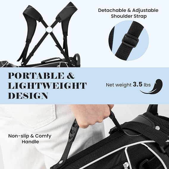Tangkula Golf Stand Bag, Lightweight Organized Golf Bag, Easy Carry Shoulder Bag with 4 Way Dividers and 4 Pockets for Extra Storage