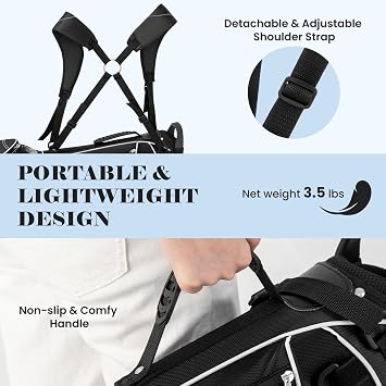 Tangkula Golf Stand Bag, Lightweight Organized Golf Bag, Easy Carry Shoulder Bag with 4 Way Dividers and 4 Pockets for Extra Storage