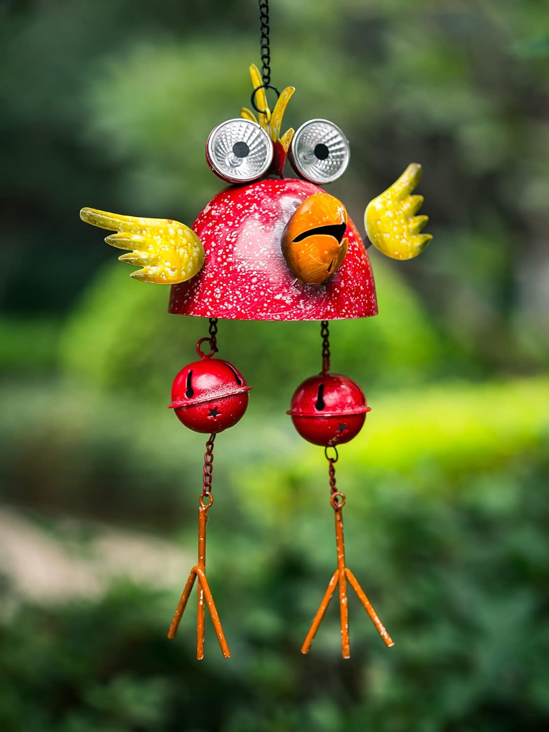 Rooster Solar Wind Chimes for Outside,Funny Chicken Decor for Outdoor Patio Porch or Backyard, Rooster Decor Christams Gift for Women, Mom, Grandma, Unisex (Red)