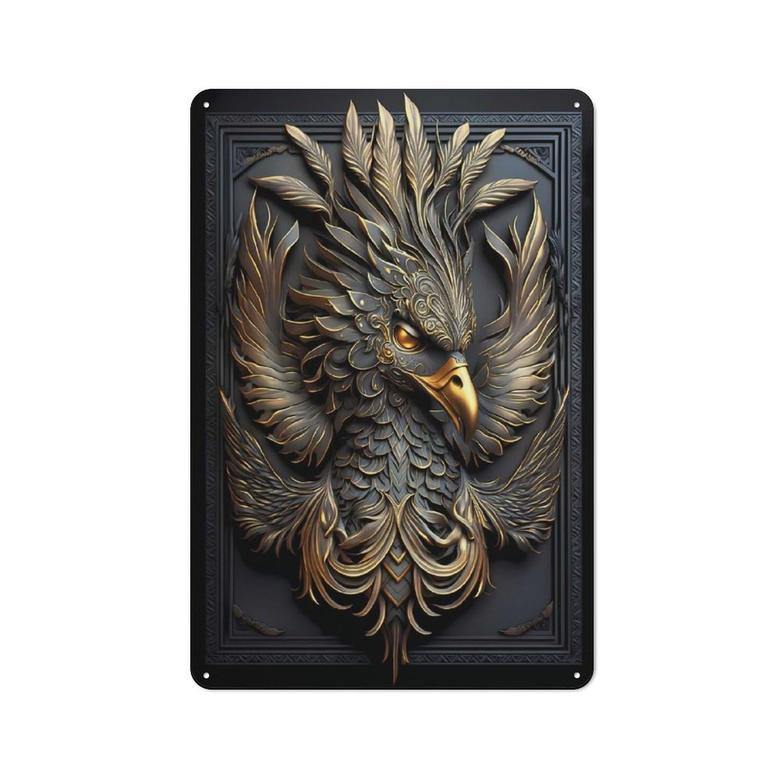 Junmoney Style-4 Vintage Tin Sign 30X20cm With Ethereal Phoenix Sovereign For Hobby Room Or Studio, For Metal Sign Collectors, For Garage And Workshop Walls