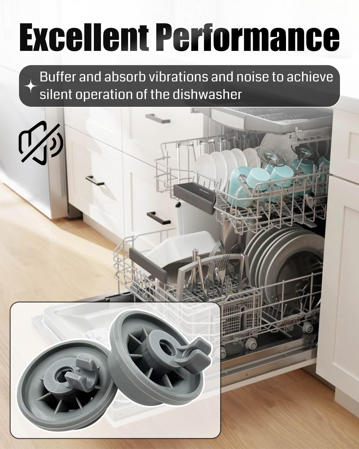 12004485 10Pcs Dishwasher Dish Rack Roller Wheel Fit for Bosch Kenmore for Thermador Dishwasher Models AH3478333 EA3478333 PS3478333 AP4512761 PS8728047 1998570 617087 00617087
